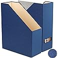 LifeSto Magazine Holder - File Holder and Desk Organizer, Paperboard Book Organizer and Storage Box for Documents, Magazine Holder Rack for Classroom, Home, and Office (Classic Blue, 2-Pack)