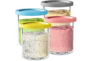vione Ersatz für Ninja Creami Deluxe Pints und Deckel - 4er Pack, 24 oz. Pint-Behälter kompatibel mit NC501, NC500 Serie - BPA-frei, spülmaschinenfest, sortierte Farben