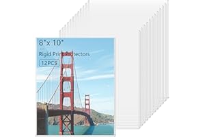 AKONEGE 12PCS 8" x 10" Rigid Print Protectors Clear Hard Plastic Page Sheet Protectors Photo Holder Poster Plastic Sleeves for Prints, Autograph Pictures, Photographs, Birth Certificate Protector