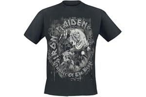 Iron Maiden Number of The Beast Grey Tone Männer T-Shirt schwarz Band-Merch, Bands