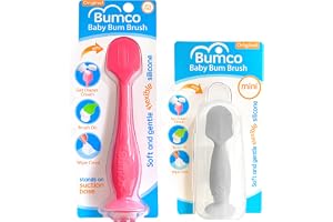 Bumco Blöjkräm spatel + mini baby rumpa borste för baby rumpa kräm med resefodral – blöjkräm applikator set, rumpa spatel bab