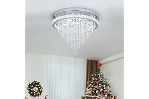 ‎DECKRICO Deckrico Crystal Chandelier Modern Ceiling Lamp LED Lighting Attachment for Living Room Bedroom Kitchen Dining Room (Cool White)