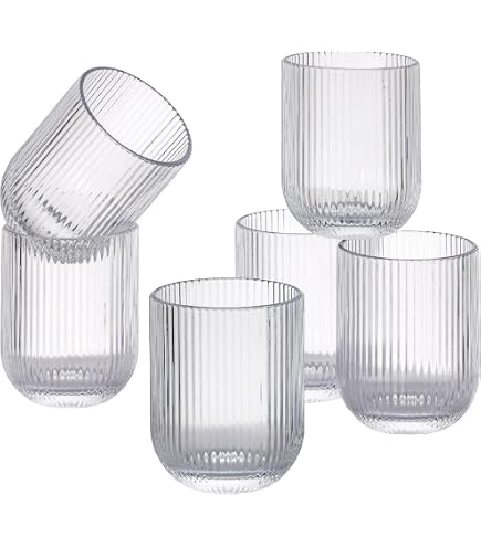 Set De 6 Verres à Pied H&H - Design Côtelé, Couleur Ambre Pivoine, élégant - 11