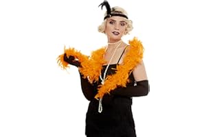 Funidelia | Boa de plumas naranja para hombre y mujer Años 20, Cabaret, Gángster, Décadas - Accesorios para adultos, accesorio para disfraz - Naranja