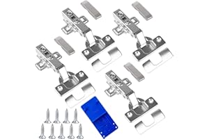 EMHTHME 4er Set Küchenschrank Scharniere 110 Grad Softclose Automatikscharnier 35 mm Schranktürscharniere mit 1 Ankörn-Schablone