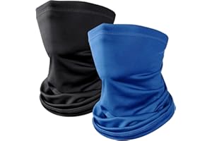 Kiiwah 2 Pièces Cache Cou Elastique pour Homme et Femme, Tour de Cou Coupe-Vent et Respirant Snood à Séchage Rapide pour Moto, Cyclisme, Ski, Randonnée, Course à Pied