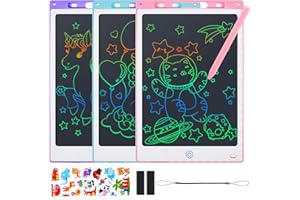 Damcyer 3 Pack LCD Schreibtafel 12 Zoll,LCD Elektronische Maltafel für Kinder,Buntes Display mit Abschließbar Löschen-Taste,Spielzeug&Geschenke für Kinder&Erwachsene,Blau+Rosa+Lila