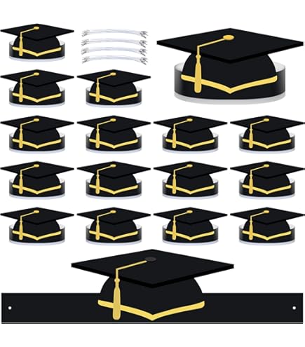 Cappelli Da Laurea In Miniatura - 12 Pezzi Per Decorare Bottiglie, Torte E Feste | Multicolore Per ABI 2025 - Foto 6