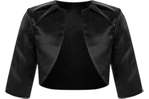 Aiihoo Boléro Fille Mariage Cérémonie Soirée Gilet Communion Enfant Cardigan Fille Dentelle Cape Manteau À Manche Longue Veste Fille Baptême 2-15 Ans