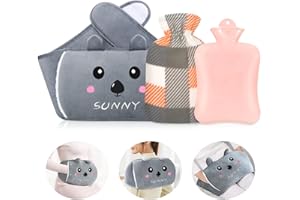 MOTONG Hot Water Bottle Belt with Fluffy Cover, Wearable Hot Water Bottle Bag Waist Belt, Natural Rubber Hot Water Bottle Belt Adult Soft Plush Waist Cover for Pain Relief Back, Neck, Shoulders(Pink)