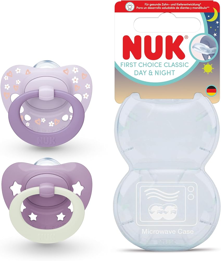 NUK FC Classic 2'li Gece/Gündüz Emzik, 0-6 ay, Mor