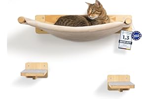WOOWOOD® Arbre à Chat Mural avec 2X escaliers pour Chats [Extra Grand et Stable] I Hamac pour Chats Mur 3 pièces I Set Arbre à Chat Mural I Mur pour Chats