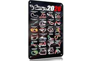 QYLAZUNE Grand Prix Circuit F1 Gifts Metal Signs Vintage Wall Art F1 Posters Gift Black 2026 For Formula One Fans Gifts For Man Cave, Home, Men Garages, Offices And Game Rooms Flag Sign Plaques Decorations