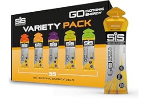 Science In Sport GO Isotonic Energy Gels, Running Gels with 22g Carbohydrates, Low Sugar, Variety Pack of Assorted Flavours, 60ml Per Serving (35 Pack)