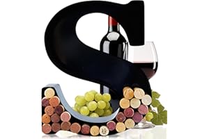 will's Porta tappo per vino - Lettera monogramma in metallo (S), Nero, Grande | Regali per gli amanti del vino, regali di inaugurazione della casa, fidanzamento e addio al nubilato