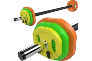 GYM MASTER 20kg Rubber Coated Studio Body Pump Barbell Weight Set for Aerobic Exercise