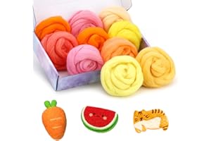 BUOKKON 150g Needle Felting Wool, 10 Colours 15g Felting Wool Roving Wool, Wool Felting Kit, Wool Roving for Felting DIY Craft Supplies Beginners (Summer)