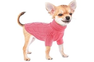 ALAGIRLS Dog Sweater Winter Puppy Clothes, Turtleneck Warm Soft Knit Cat Sweater, Pullover Christmas Holiday Pet Apparel for Small Medium Dogs, Pink S