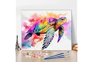 TISHIRON Abstract Sea Turtle Paint by Numbers for Adults Animals Paint by Number Kits on Canvas with Brushes DIY Acrylic Painting Paintwork Art Crafts for Home 16"x20"(Frameless)