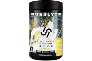EVERLYTE® Poudre d'électrolytes naturels | Boisson isotonique d'électrolytes végétalienne sans sucre | Hydration Helper, 5-Electrolyte Formula | LEMON | avec sodium & potassium