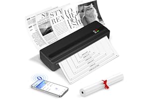 SMOCTAR Portable Printer Wireless, Inkless Bluetooth Thermal Printer A4 Compatible with Android & iOS Phone & Laptop, Small Printers for Home, Travel, Photo, Office, School