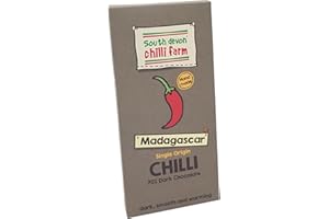 South Devon Chilli Farm Madagascar Chilli Chocolate - Delicious Madagascar 70% Dark Chocolate Combined With Homegrown Chillies - Dark, Smooth & Warming - Gift Present for Him or Her - 80g Bar