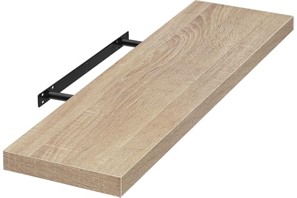 EUGAD Étagères Murale en MDF,étagère de Rangement décorative Flottante 80cm Longueur,Chêne