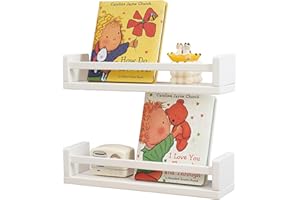 SHUNPUBF Bücherregal Kinder 2er set,40CM Weiß Nursery Bücherregale für Wand für Kinderzimmer, kleine Wand montiert Kiefer Holz Bücherregal für Baby Teen Jungen Mädchen Schlafzimmer Badezimmer Spielzeug