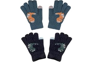Snowtain 2 Paar Warme Handschuhe Kinde,Strickhandschuhe Kinder,Winterhandschuhe Süße Handschuhe Kinder,Kinder Fingerhandschuhe Vollfinger Kinderhandschuhe