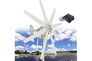 Fablestoryem Kit Générateur éolien, 14000W 12V/24V48V /110V/220V, avec 8 Pales, avec Contrôleur MPPT, Générateur éolien, pour Marine, Camping-Car, Maison, Système éolien Solaire Hybride,12V