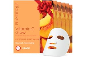 PLANTIFIQUE Mascarilla Facial Coreana - 5 Unidades con Melocotón, Vitamina C y Ácido Hialurónico - Hidratante y Rejuvenecedora - Korean Daily Face Mask