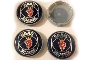 East Coast Autos - 4pcs 63mm Blue Saab Scania Car Styling Accessories Emblem Badge Wheel Hub Caps Centre Cover SAAB 93, 9-3, 9-5 Vector Linear Aero