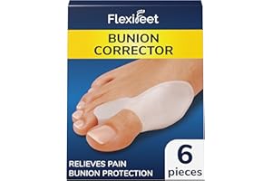 FLEXIFEET Bunion Corrector Big Toe Straigthener 6Pcs Straighteners for Bent Toes, Separators for Overlapping Toes, Spacers for Women & Men, 0% BPA, Silicone, One-Size
