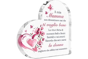 Putuo Decor Decorazione Acrilica Cuore - Regalo Mamma con Frase "A mia Mamma, non dimenticare mai che ti voglio bene" - Per Compleanni, Festa della Mamma