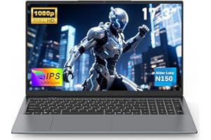 NAIKLULU 17.3 Pollici PC Portatile RAM 16GB SSD 1TB, Processor N150(1.2 a 3.6Ghz) Portatile Computer Laptop 2025, 6000Mah/1920x1200P/Tastiera Completa Retroilluminata/Touchpad