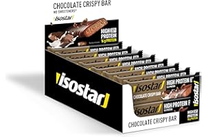 ISOSTAD Isostar Barres High Protein 30 Chocolate Crispy - Barres Protéines Musculation - Énergie, Prise de Masse, Récupération - Sans Édulcorant - Sans Colorant - 1 Présentoir de 16 Unités (16 x 55 g)