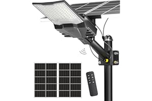 Gefolly SL-18000W Lampione Solare LED Esterno, Led Lampioni da esterni con Telecomando, 6500K Luz de Seguridad Jardín, IP67 Impermeabili Lampioni per Cortile, Giardino