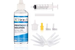 JETlifetech Kit de Nettoyage des têtes d'impression d'encre, Solution Nettoyage de Tête d'Imprimante, Nettoyeur de buse Compatible avec Epson/HP/Canon Inkjet Imprimante 100ml