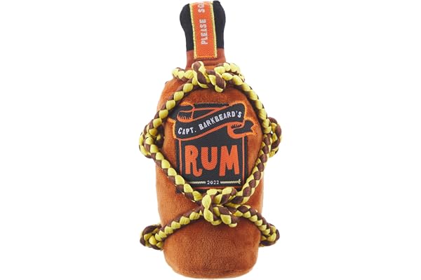 Bark Barkbeard's Rum Dog Toy, Plush Bottle Design, Brown