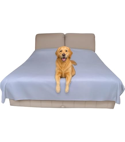 Byour3 - Sprei voor tweepersoonsbed, super waterdicht, dieren, vuilafstotend, bescherming voor Frans bed, aangroeiwerend, kat, hond, kinderen, deken wasbaar (queensize grijs