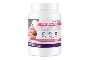 Puerto Verde • Sel d'Epsom Pur 1,5 Kg. Source Concentrée de Magnésium. Sels d'Epsom à Dissolution Rapide pour Relaxation Musculaire, Soulagement du Stress et Bon Sommeil. Production Européenne.