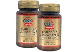 Obire | Alcachofa + Cola de Caballo 300 mg | 60 Cápsulas | Pack de 2 Unidades | Digestivo y Propiedades Remineralizantes
