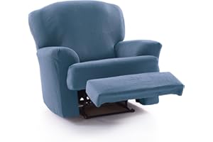 Faverti Funda Sillón Relax Abatible - Funda Elástica para Sillón Reclinable Pies Separados - Protector Calidad Tacto algodón | Modelo Real | Funda Ajustable Sillón Relax Universal Color Celeste