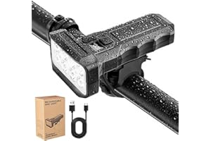 TOSZOLY Luci Bicicletta LED, Luci per Bicicletta con Faretto e Proiettore, Luce per Bici con Display di Potenza Intelligente, Luce Bici Anteriore per Campeggio, Ciclismo ed Escursionismo