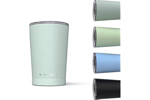 Daikoku Vaso térmico café 330ml acero inoxidable | Taza de viaje con tapa hermética libre de BPA | Termo portátil doble pared aislante, mantiene bebidas frías 12h y calientes 5h | Color Verde Pastel