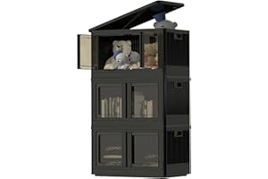 FLEXISPOT 72L*3 Storage Boxes with Lids, Foldable Plastic Containers, Space-Saving Organiser Boxes, Collapsible Laundry Baskets, Compact Stacking Crates for Home Storage, Dark Black