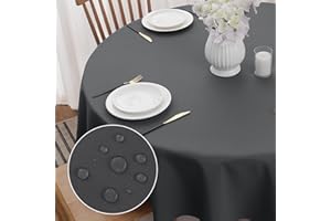 Softalker Mantel Antimanchas Mantel Redondo 140 cm Mantel Lavables Gris Mantel 210 gsm, Duradero, de Color sólido, Protege la Mesa, Adecuado para Sala de Estar, Comedor, Cocina, 1 Pieza