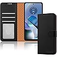 iCatchy for Motorola Moto G54 / G64 Case Leather Wallet Book Flip Folio Stand View Magnetic Protect RFID Blocking Cover Compatible with Motorola G54 5G / G64 5G Phone (Black)