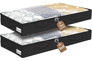 mepure Underbed Storage Bags, 10cm Shallow Under Bed Storage Box with Zip, Foldable Organiser with Clear Window & Reinforced Handle, Shoe Storage for Clothes, Blankets, Bedding, 2 Pack