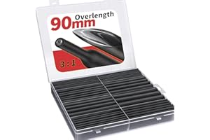 Gaine Thermorétractable, Eventronic 90mm Tube Thermorétractable Ratio 3:1, Kit de Tube de Câble Thermorétractable D'isolation Électrique avec Boîte (Noir / 200pcs)
